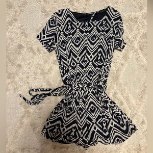 Navy and White Romper with open back